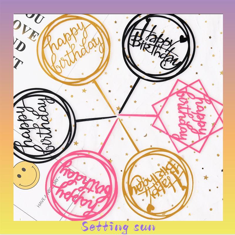 Dekorasi Kue Selamat Tahun Baru Kue Ulang Tahun Opper Akrilik Emas Perak Huruf Dekorasi Cupcake TN