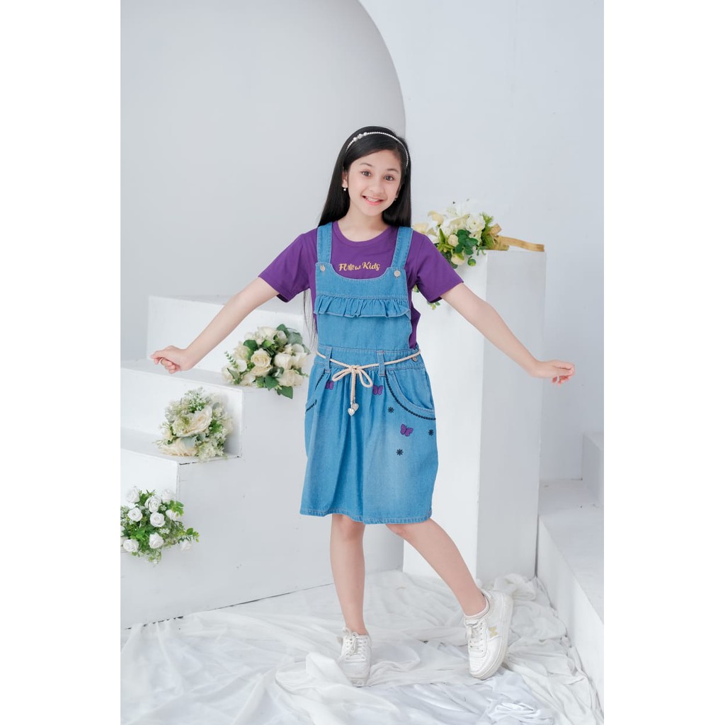 jeans setelan anak setelan overall Baju Anak Perempuan  Setelan Overall Jeans anak by Flowkids usia 2-10 tahun-6