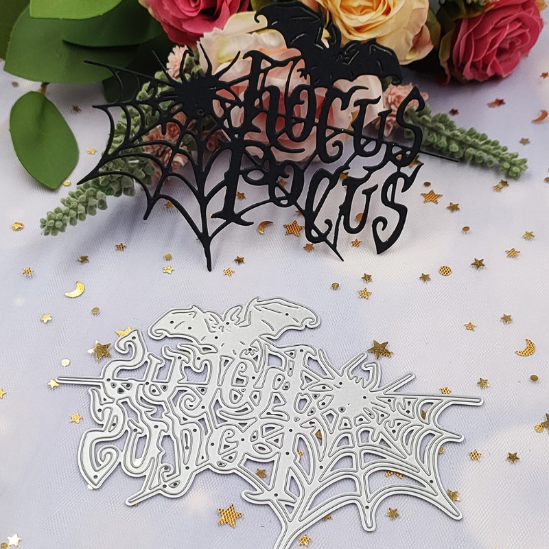 Cetakan Stensil Cutting Dies Motif Kelelawar Halloween Bahan Metal Untuk Scrapbook / Craft DIY