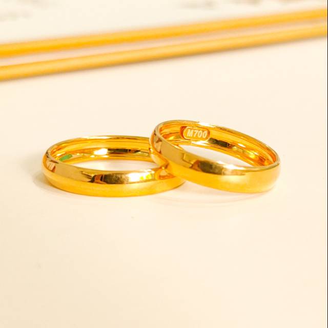 Cincin polos couple wanita dan pria harga per pc emas asli