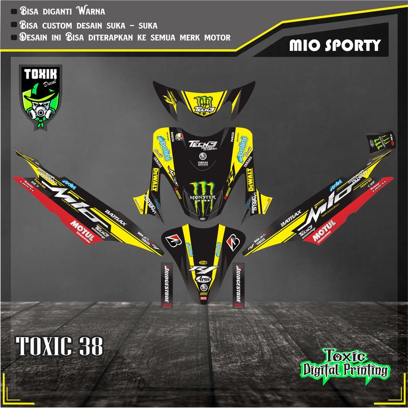 Sticker Decal YAMAHA MIO SPORTY MONSTER HIJAU HITAM