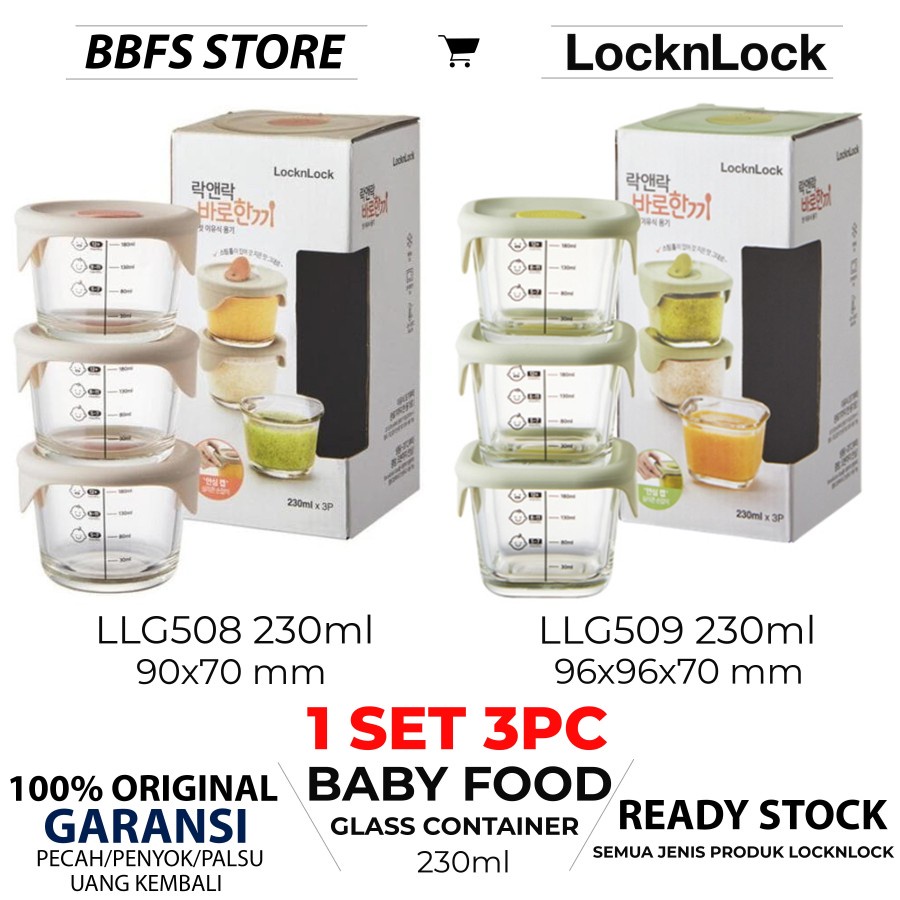 Lock n Lock Baby Food Container MPASI Set 3p 230ml 260ml / wadah mpasi kaca