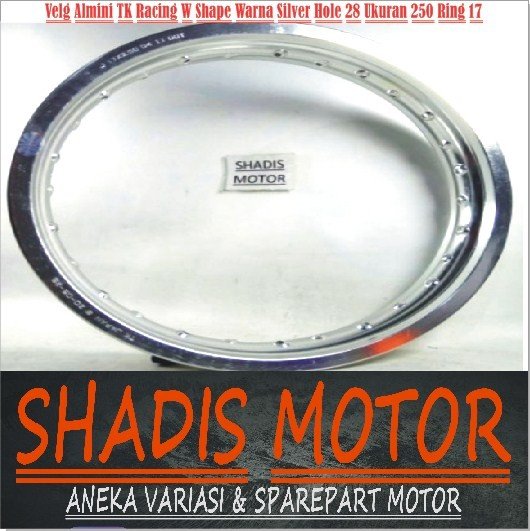 Velg Almini TK Racing W Shape Hole 28 Ukuran 250 Ring 17 Warna Silver Velg Jari Jari Motor
