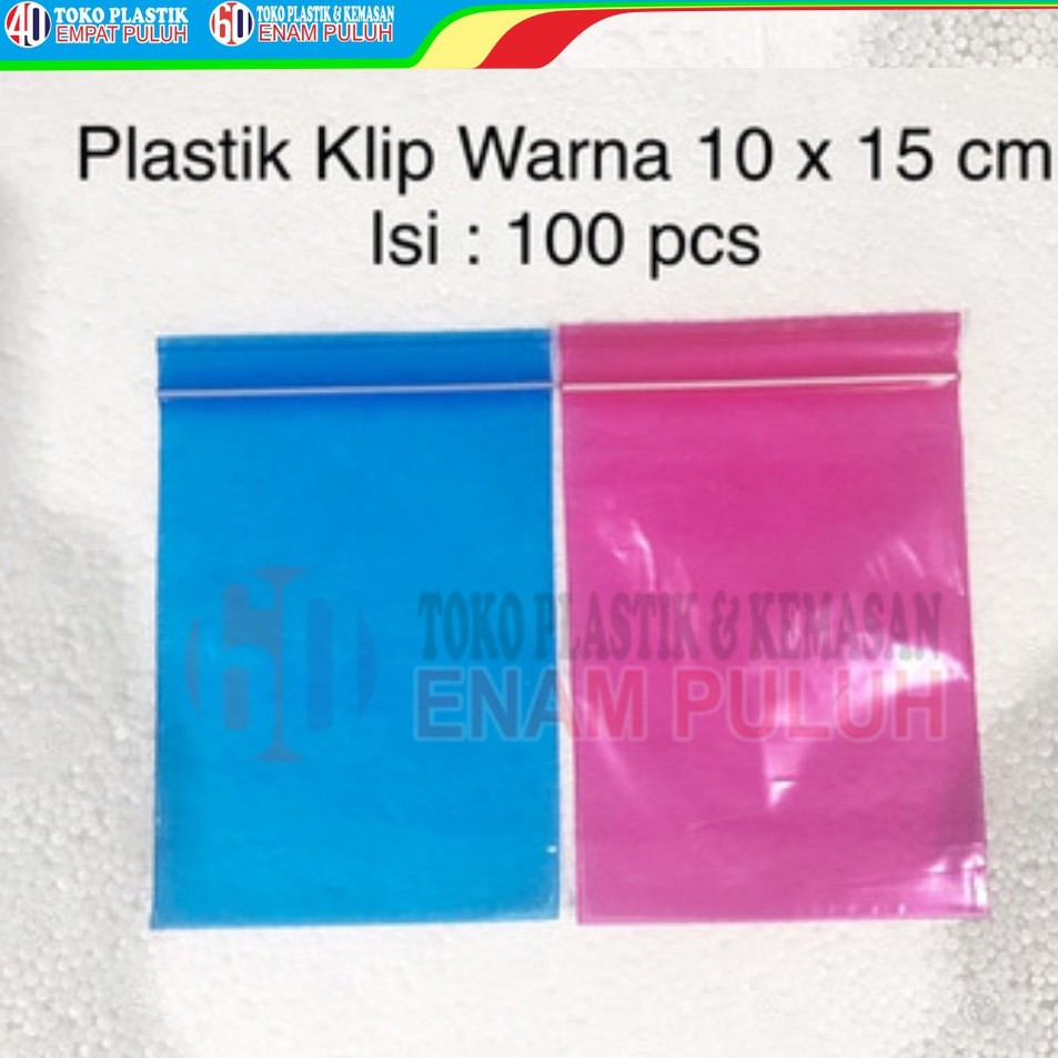 Klip plastik klip warna obat merah pink hijau biru 10x15 100 pcs polos