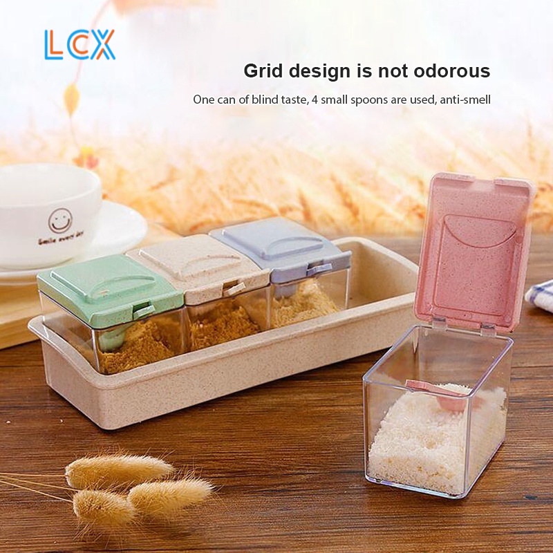 LCX TEMPAT BUMBU SEKAT 4IN1 KOTAK DAPUR GRID WADAH SERBAGUNA 4 IN 1 ISI 4 SLOT BOX RAK SNACK ON VS-38