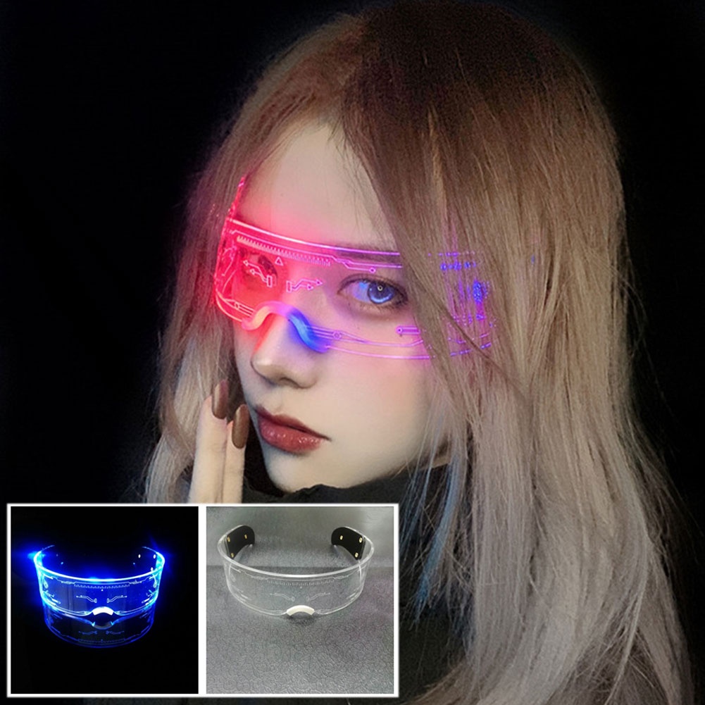 【TK】LED Luminous Sunglasses Vintage Punk Goggles Men Women Fashion Party Christmas Colorful Light Up Glasses Đạo cụ bầu không khí KTV