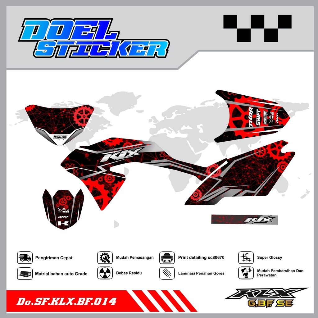 Sticker Striping Honda KLX 150 G , BF , SE Lama List Variasi Hologram , Crome Doel 014