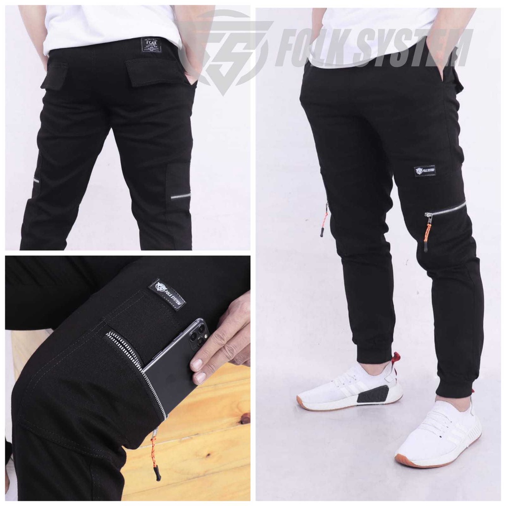 Celana Panjang Chino Jogger Cargo Pria WL Folksystem