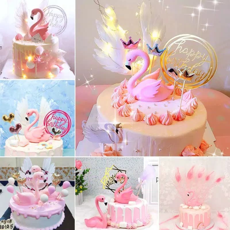 TOPPER KUE FLAMINGO / CAKE TOPPER FLAMINGO PINK / ANGSA PINK FLAMINGO / CAKE TOPPER ANNIVERSARY
