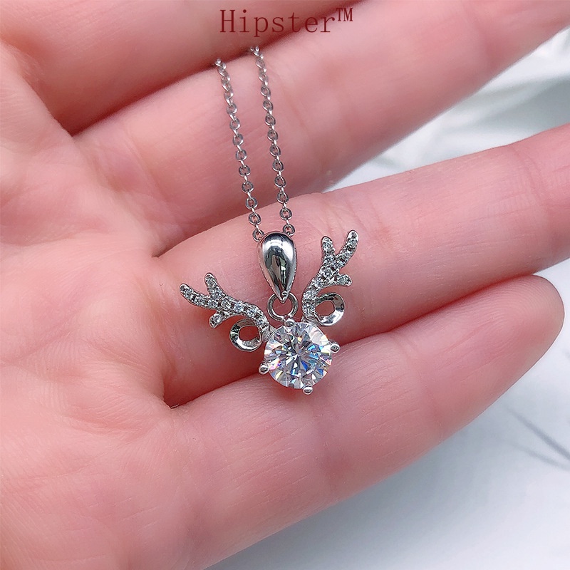 Hot Sale Classic Light Luxury Moissanite Antlers Pendant Necklace