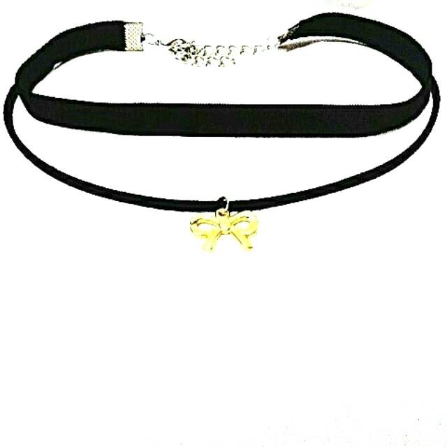 Double Golden Ribbon Velvet Choker Necklace | Kalung Handmade Premium Collection