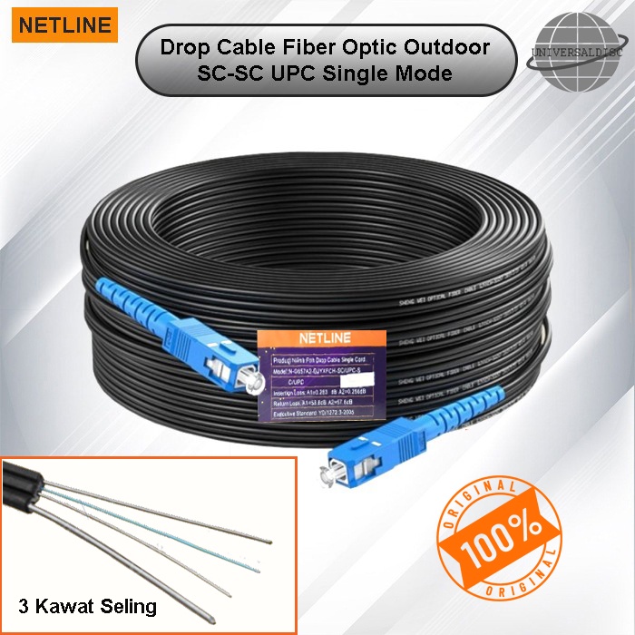 Drop Cable Fiber Optic SC-SC Single mode 250m Outdoor Netline 250 Meter