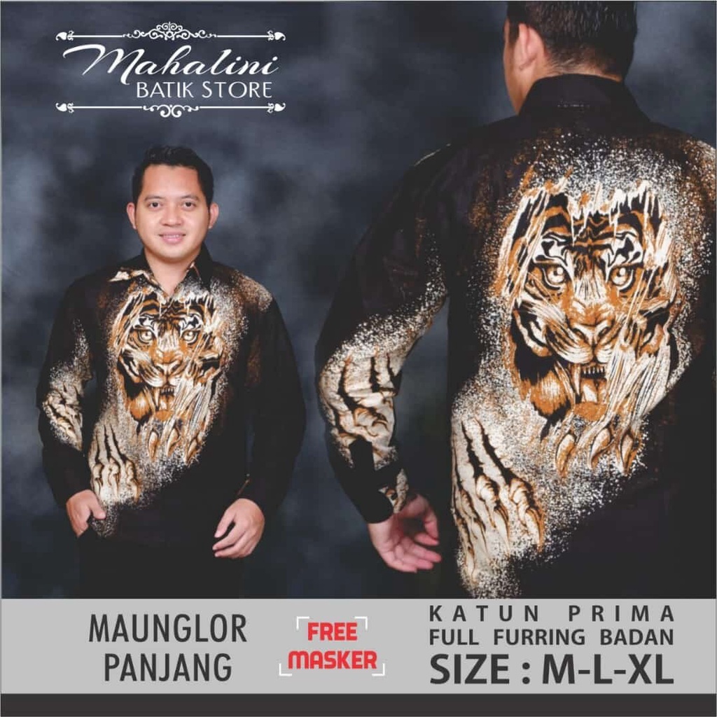 Kemeja batik pria terbaru 2022 / kemeja batik panjang motif harimau terbaru / batik pria moderen / baju batik macan terbaru / kemeja batik panjang harimau hitam / batik kerja motif harimau