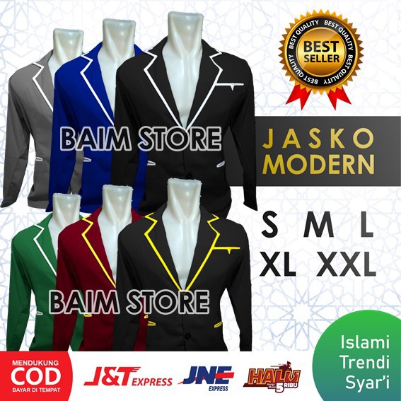 Jas Almamater Almet Polos List Putih dan Kuning Murah Tanpa Furing Hitam Biru Abu Hijau Marun