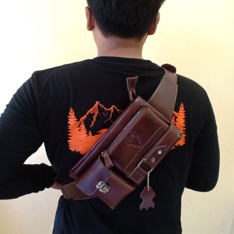 Waistbag Pria Wr.Leather Full Kulit Sapi Crazy Horse