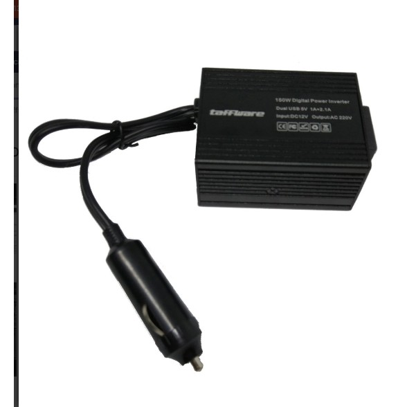 Tafffware Power Inverter mobil dengan 2 USB port 150 watt 220 V
