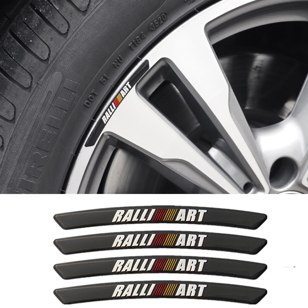 4pcs Stiker Dekorasi Velg Mobil Untuk Mitsubishi RALLIART ASX Lancer 9 10 L200 Outlander Xpander Pajero