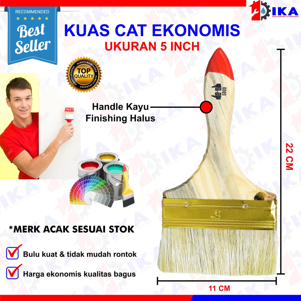 Kuas Cat Serbaguna Gagang Kayu - High Quality / Kuas Cat 1inch 2inch 3inch 4inch Alat Kuas kayu Cat Tembok Paint Brush / Kuas Cat SATUAN Gagang Kayu Ukuran 1&quot; /1.5&quot;/ 2&quot;/ 2.5&quot;/ 3&quot;/ 4&quot;