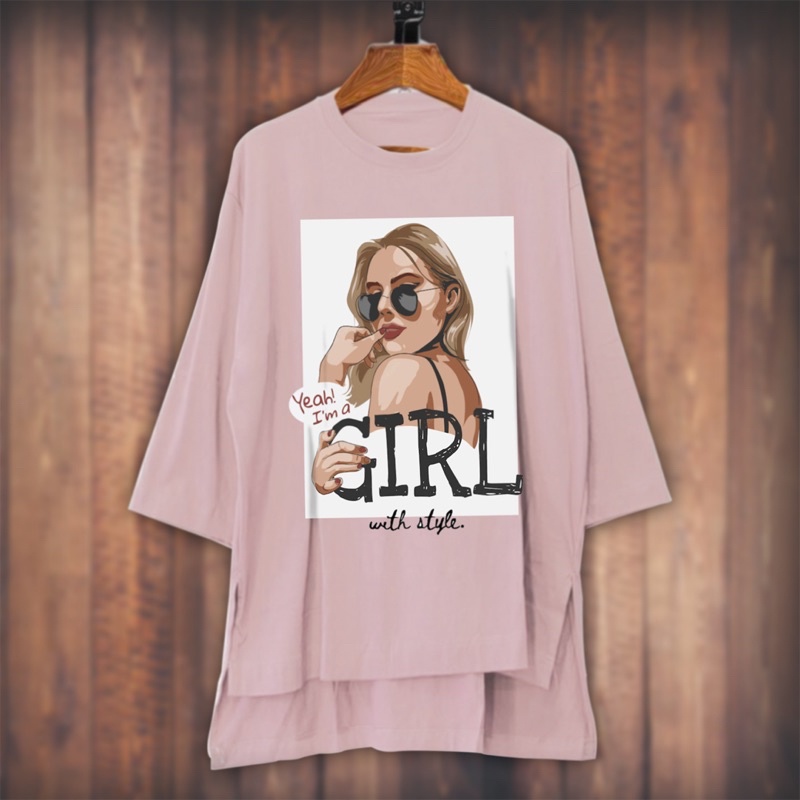 PUFFY_ID kaos oversize tunik wanita I M A GIRL WITH STYLE tshirt big size cewek premium