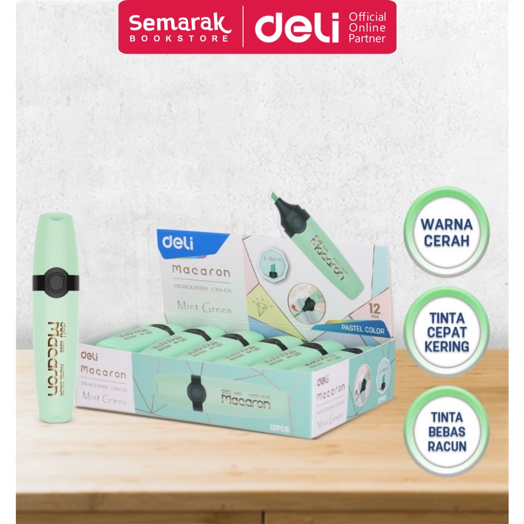 

Deli U356 Macaron Highlighter Pastel Color - Coral Pink / Honey Yellow / Mint Green [1 Pack / 12 Pcs]