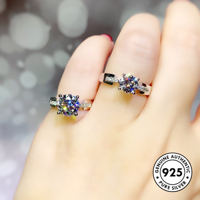 Cincin Berlian Imitasi Gaya Elegan Bahan S925 Untuk Wanita