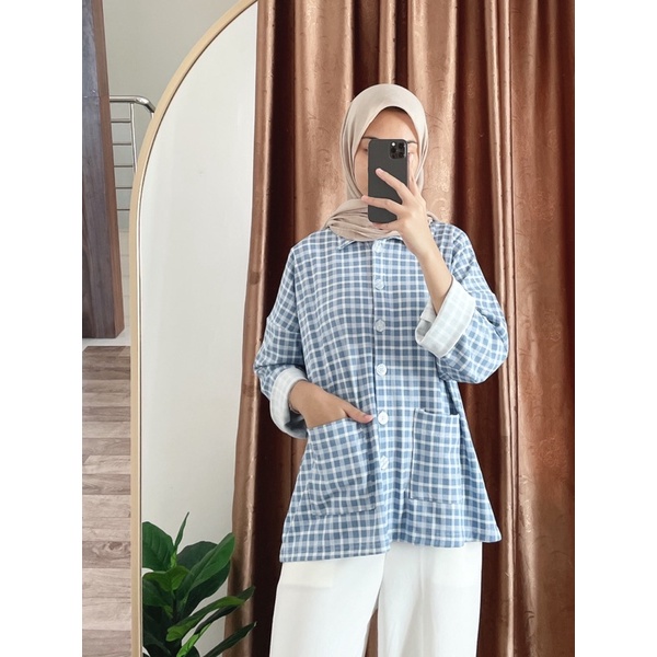 MOCHI BASIC (Ld 110 Pjg 61) - Atasan Kemeja Kotak Bahan Kaos