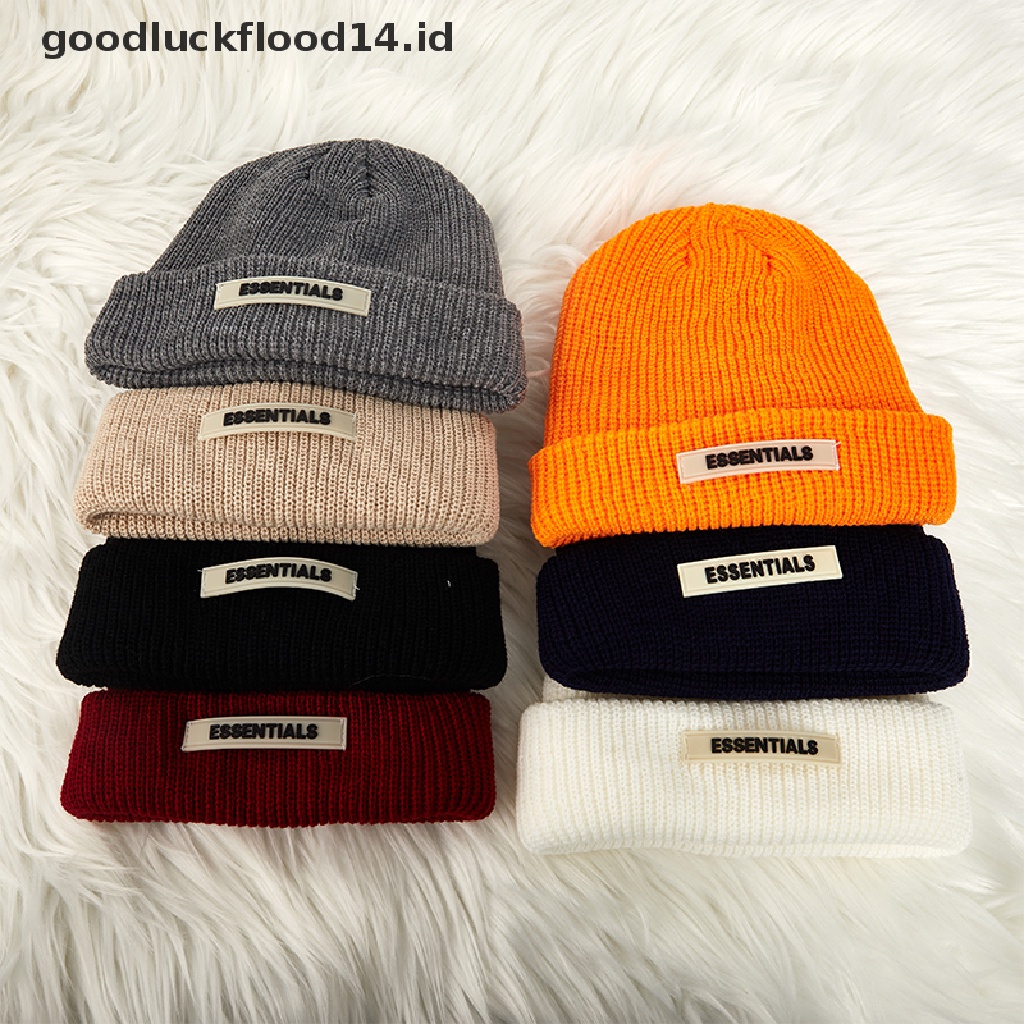 [OOID] Knitted Hats Women Black Beanie Thick Hat Winter Hats Beanies  Skullcap ID