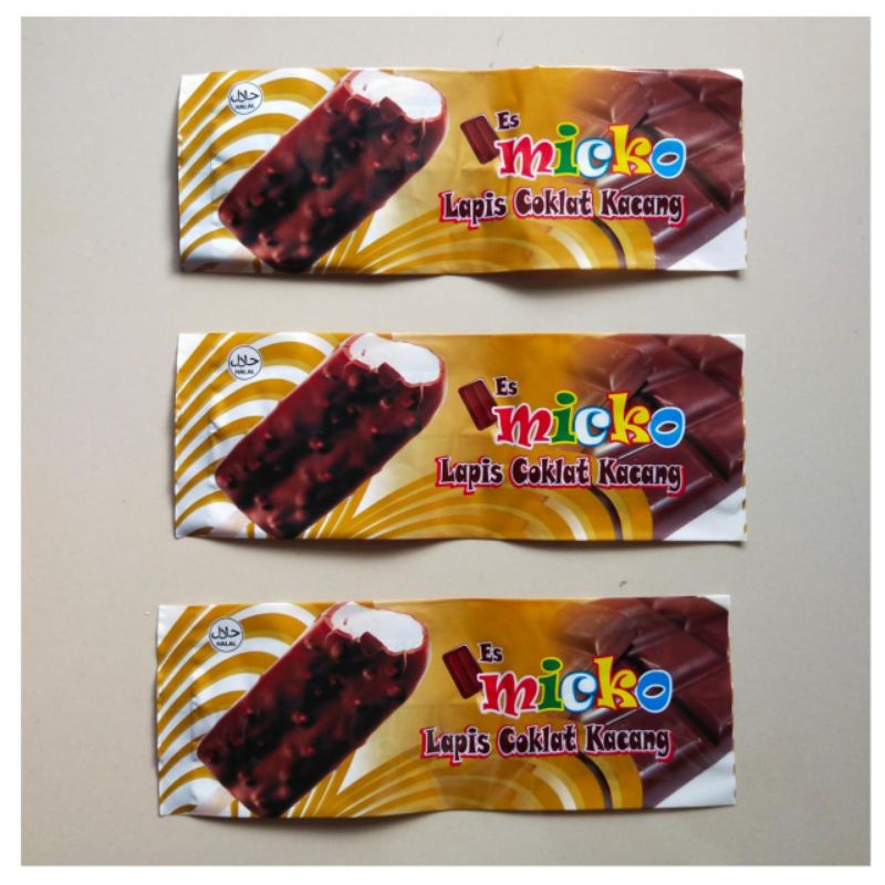 

Bungkus Kemasan Plastik Es Krim Es Loli / Es Stik MICKO LAPIS COKLAT KACANG