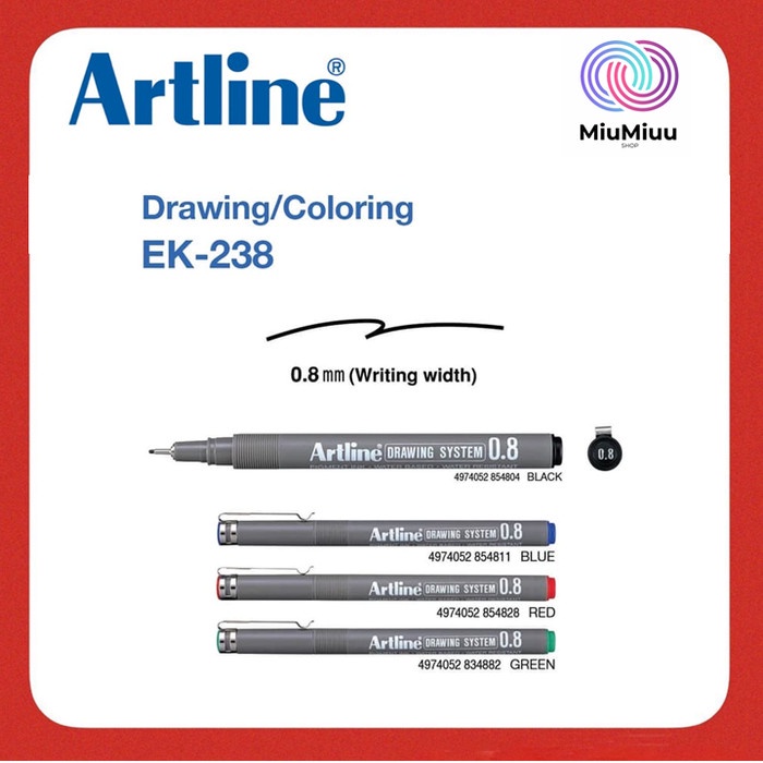 

Pendrawing- Pulpen Menggambar Lukis Drawing Pen Artline Ek-238 0.8 Mm - Hitam -Drawing-Pen.