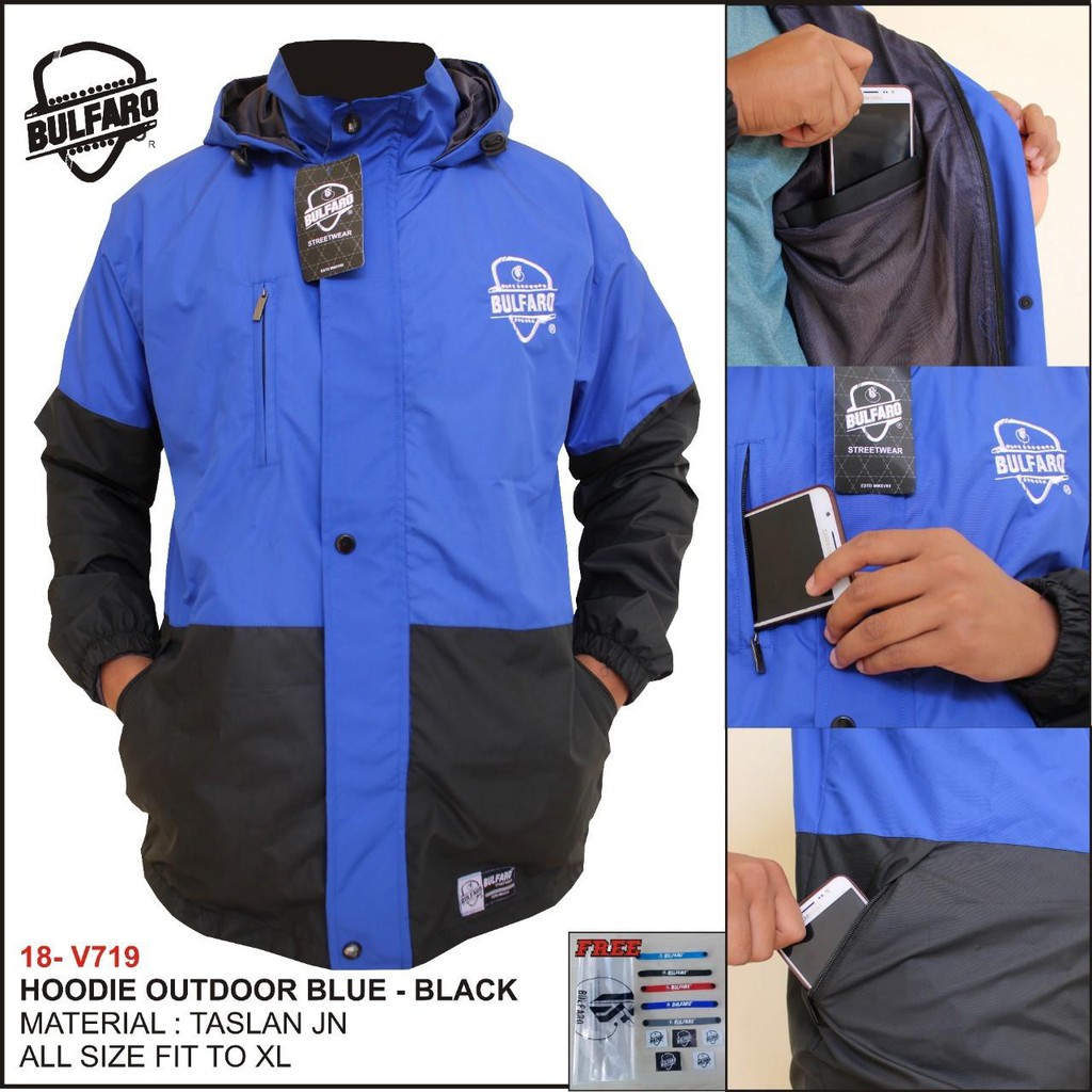 Jaket Hoodie Outdoor Waterproof Pria &amp; Wanita/Jaket Gunung Kombinasi Original Bulfaro/Jaket Motor