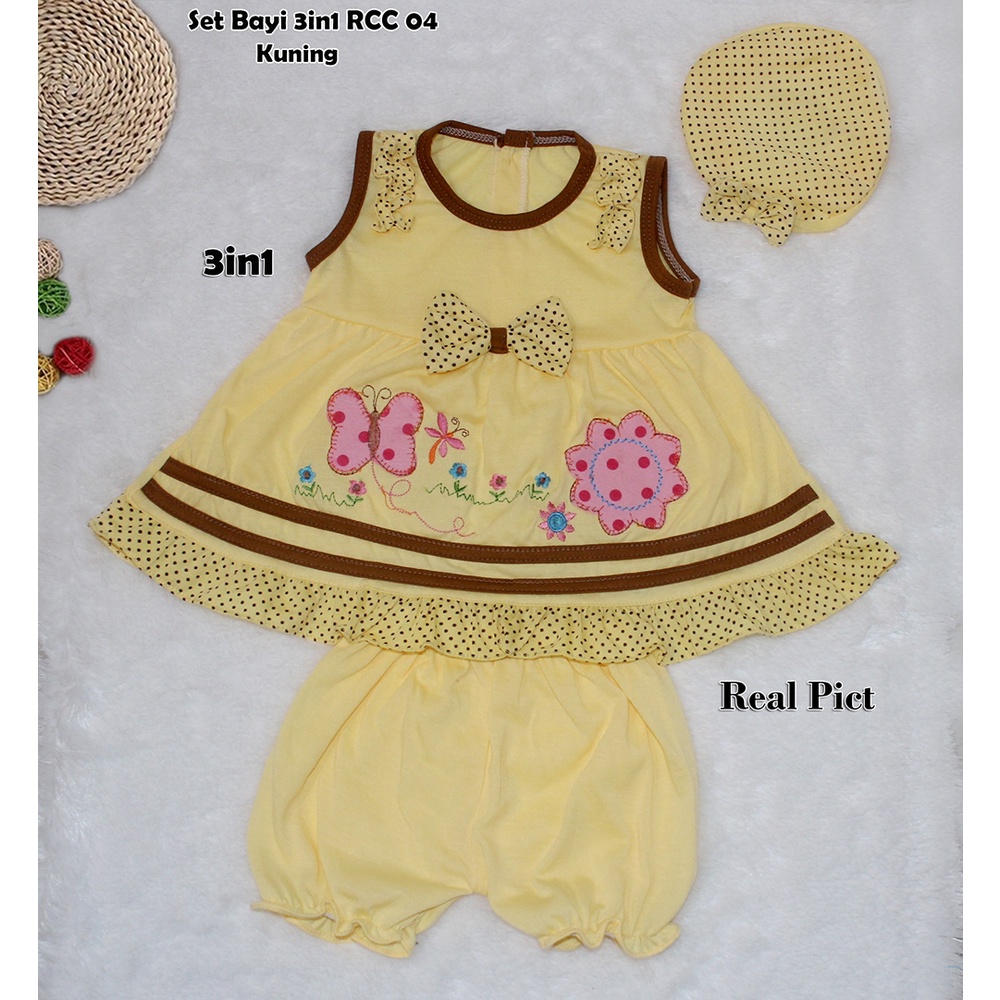 Set Baby RCC04/Baju Bayi Lekbong ( Tanpa lengan ) / Setelan Baju Dan Celana Pendek Anak Bayi + Ada TOPI