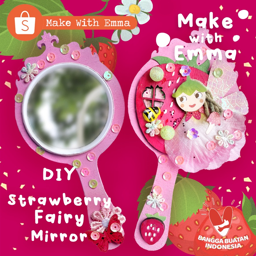 

Strawberry Fairy Mirror by Emma Art Kit. Complete Craft Paint Set for Kids and Teenagers.