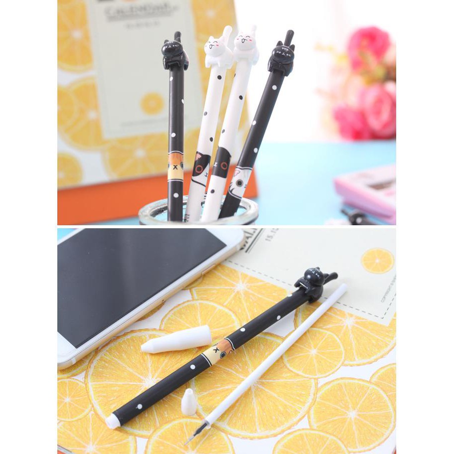 

PEN WHITE BLACK KUCING, PULPEN KOREA J, PULPEN KUCING KATTY LUCU UNIK