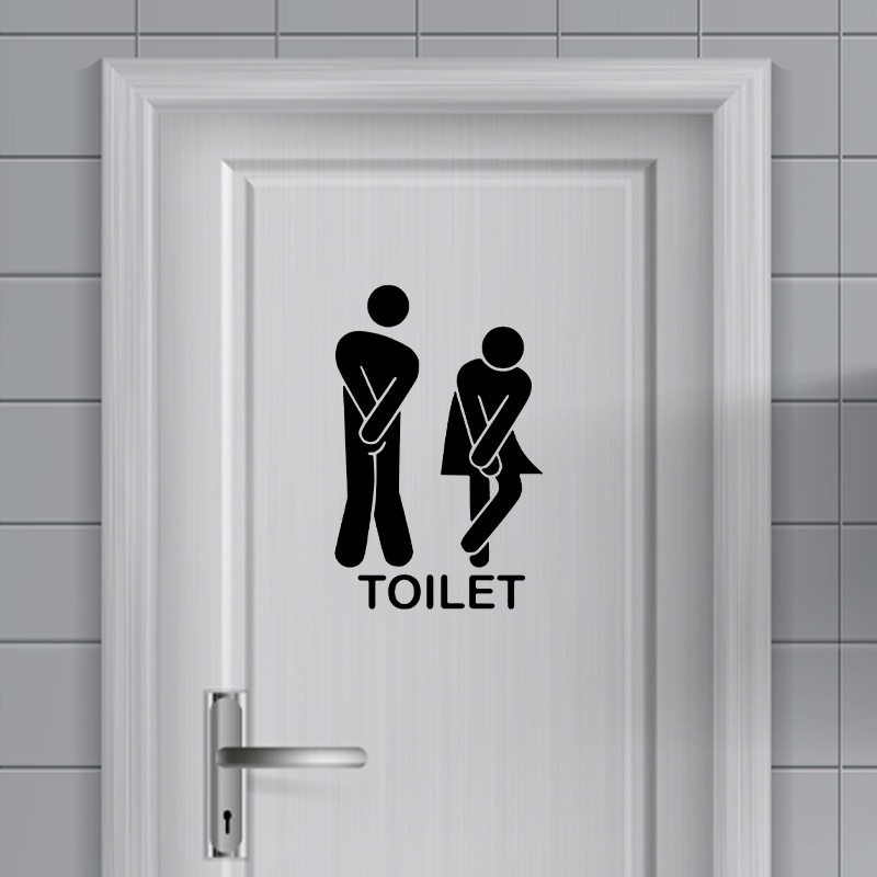 Stiker Pintu Toilet Ukuran 13x18cm Tahan Air Untuk Dekorasi Kamar Mandi