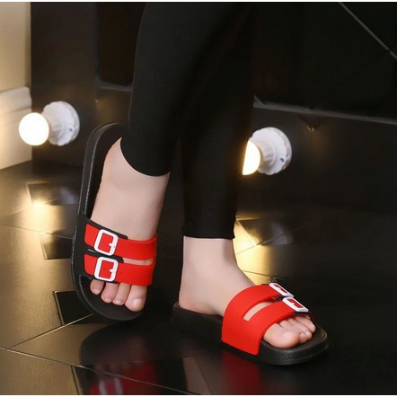 Slip Sandal Flip Plop Karet Wanita Terbaru Gesper 2