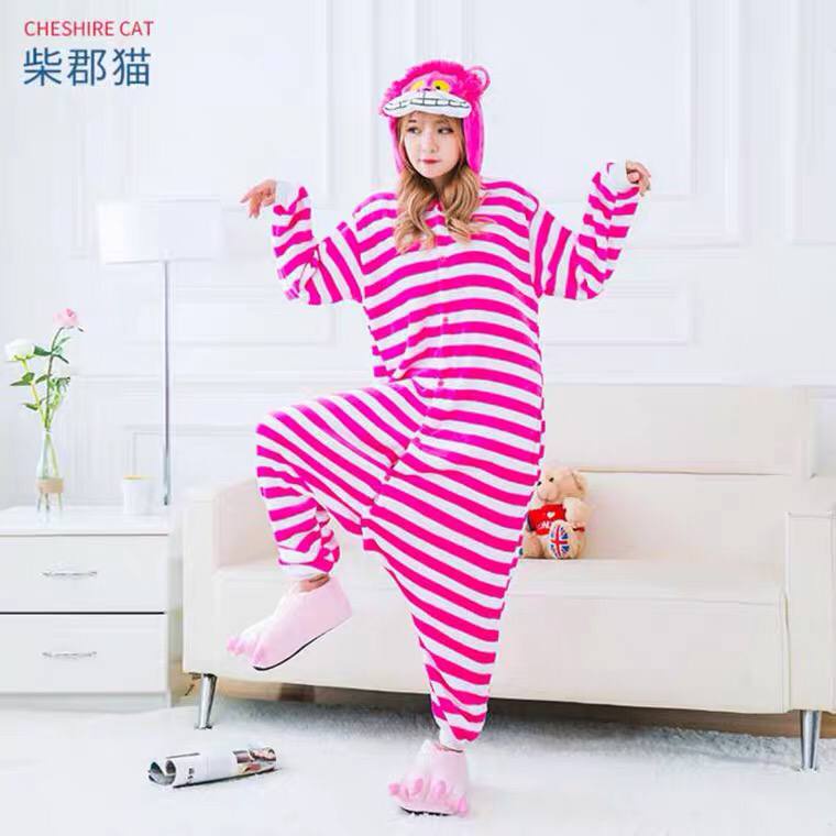 BAJU ONESIE KOSTUM KUCING CHESHIRE CAT PIYAMA COSPLAY BAJU TIDUR IMPOR LEMBUT