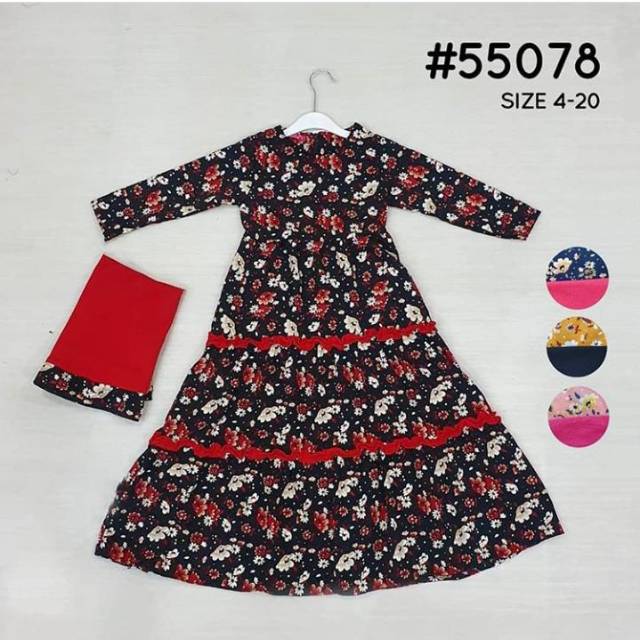 OBRAL GAMIS SYARI ANAK BUNGA USIA 4-5TAHUN WARNA KUNING