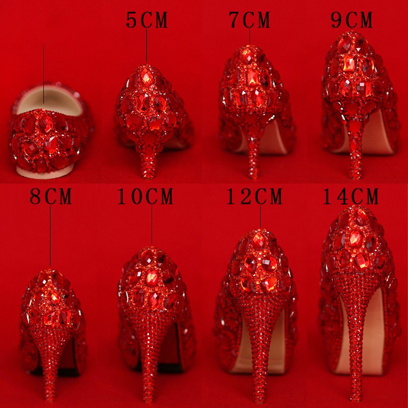 BS-031 Sepatu hak tinggi wanita impor (8 heels) sepatu pengantin wanita sepatu merah cinderella