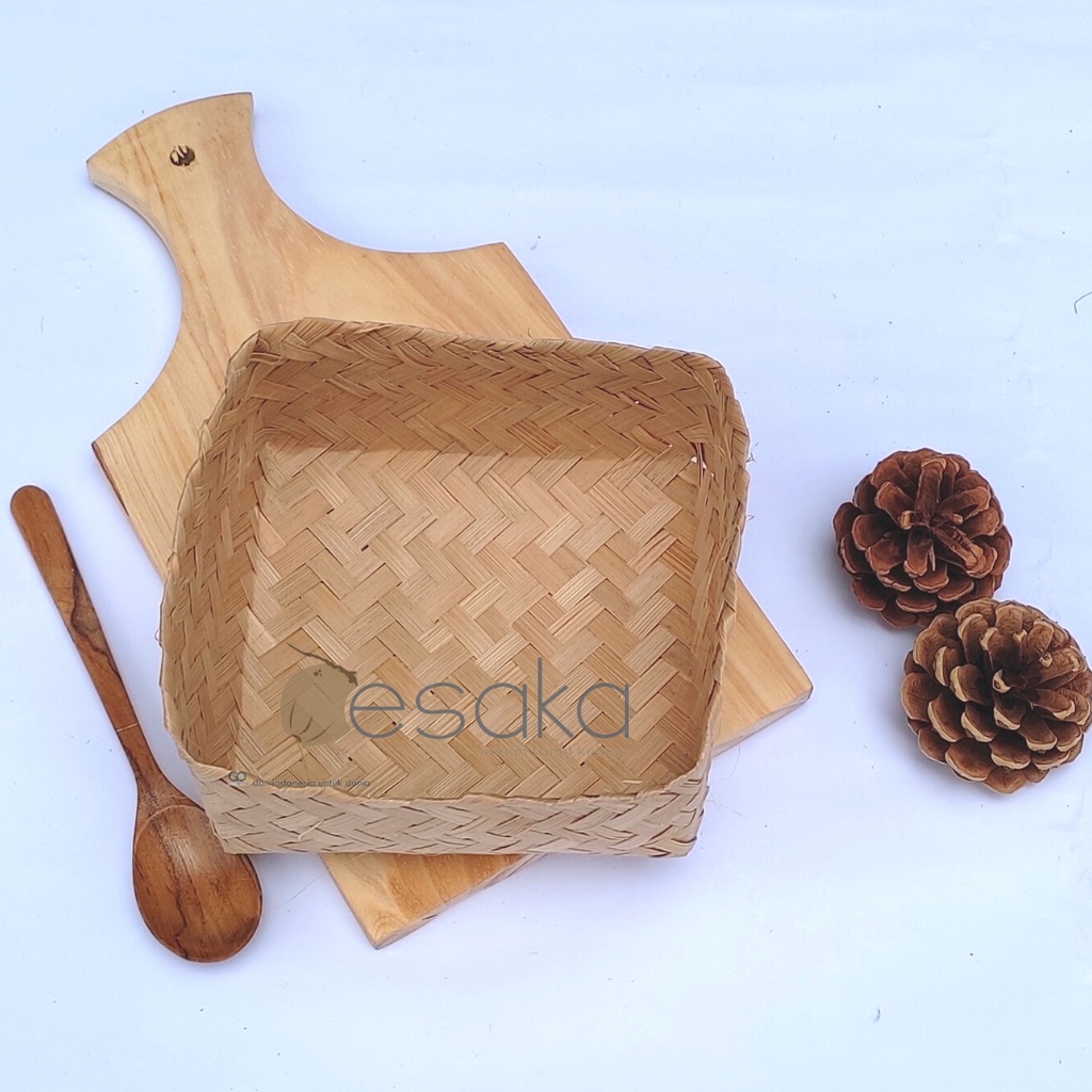 

besek ukuran 20cm sepasang bungkus hampers bambu tempat bingkisan lebaran