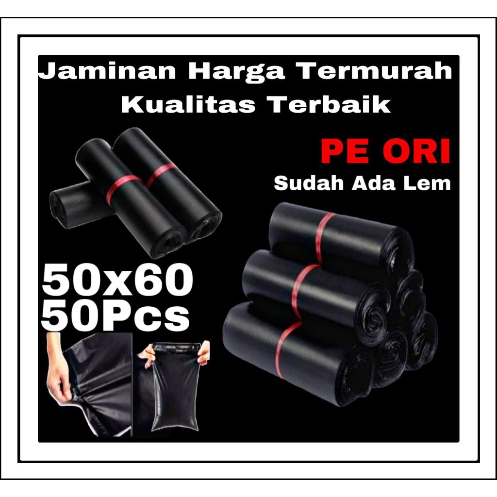 

POLYMAILER 50X60 CM 100PCS PE HITAM GLOSSY / PLASTIK PACKING ONLINE / PLASTIC POLYMAILER