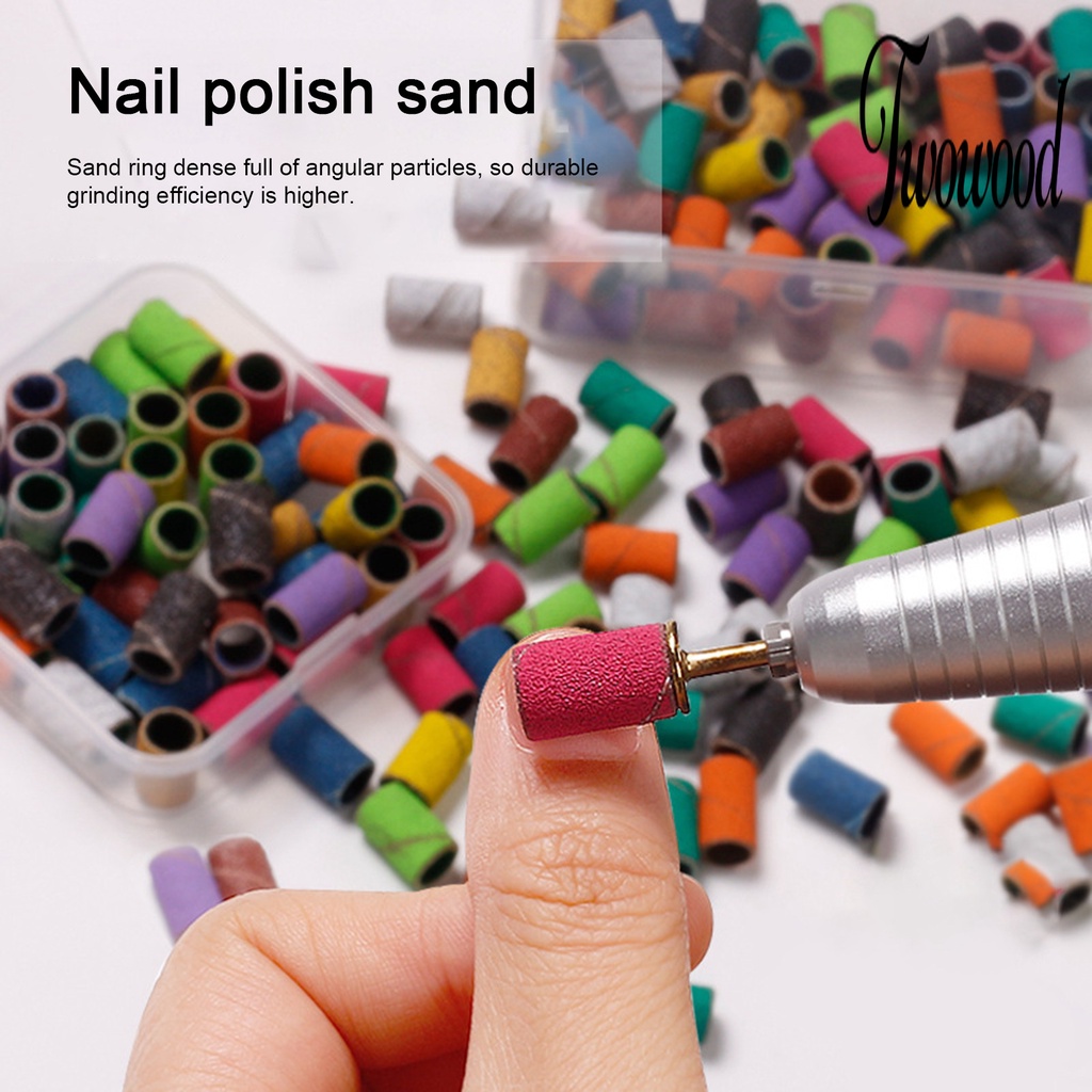 50 / 100 Pcs Aksesoris Mesin Bor Listrik Cincin Amplas Poles Kuku Buram Warna Campur Untuk Manicure