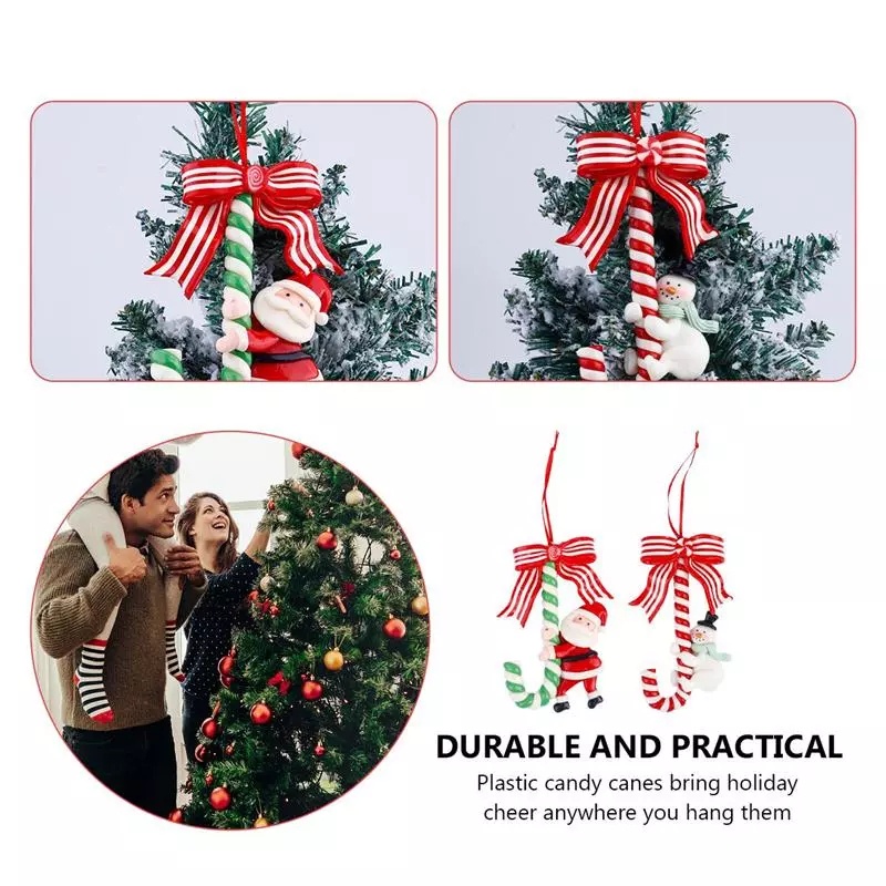 [Christmas Products] Xmas Tree Santa Snowman Emulational Candy Cane Ornament For New Years