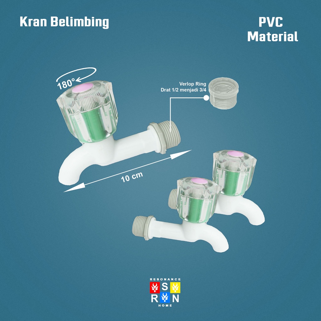 Kran Air Putar PVC Belimbing / Keran Tembok Taman Resonance Home