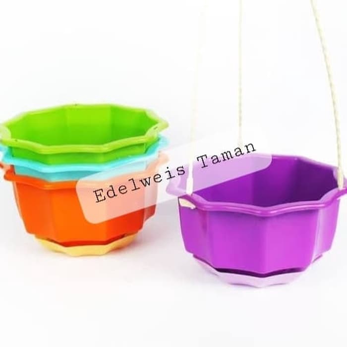 Pot Gantung Enoki Warna/Pot gantung plastik - Ungu