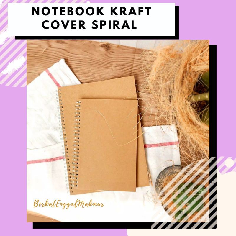 

Notebook Spiral Grid Kraft Cover A5 B5 / Notebook Kotak A5 B5