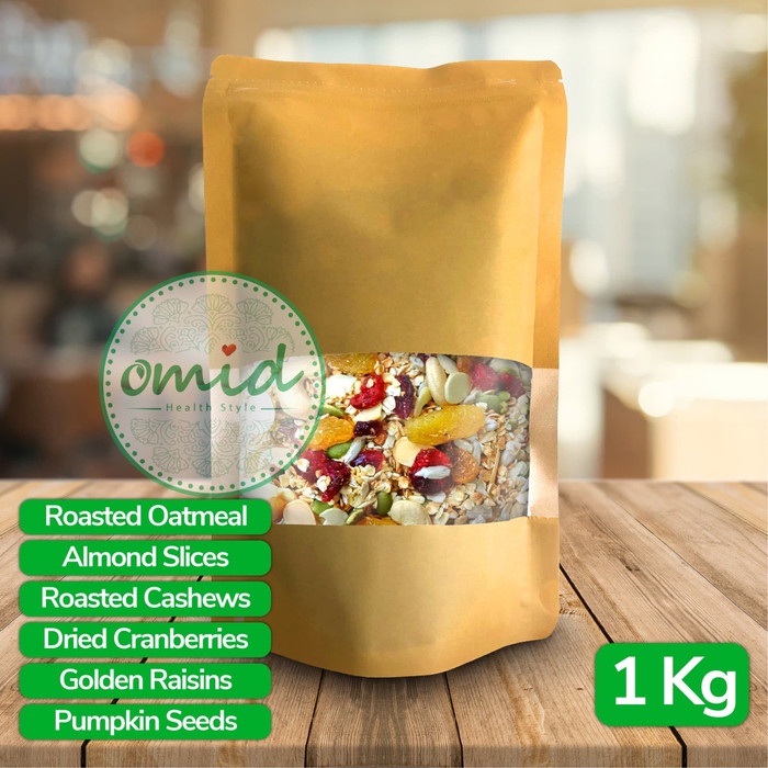 

Jual Granola (Kacang Kacangan, Buah Kering, Madu & Oatmeal) 1Kg