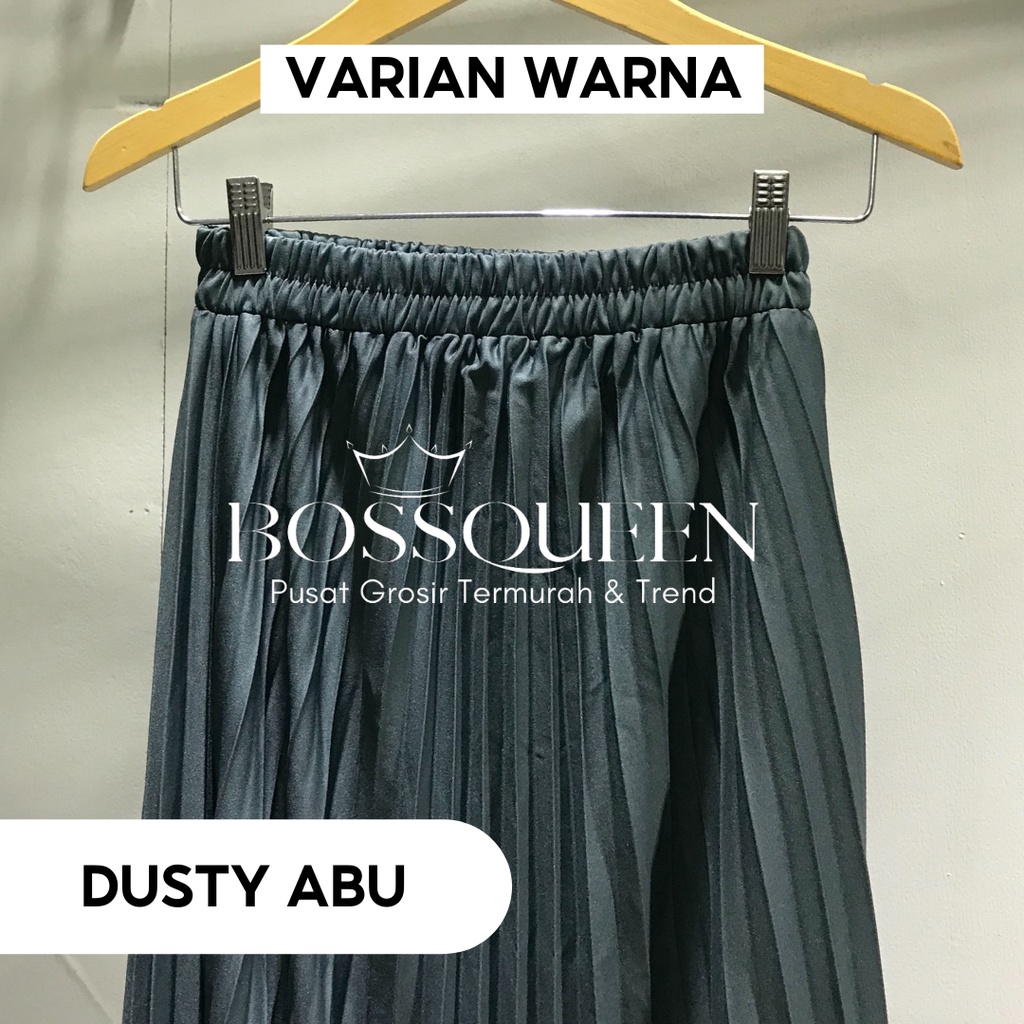 ROK PLISKET BAWAHAN PANJANG JUMBO/ROK. KERJA WANITA MUSIMAH TERMURAH TERLARIS-Dusty abu