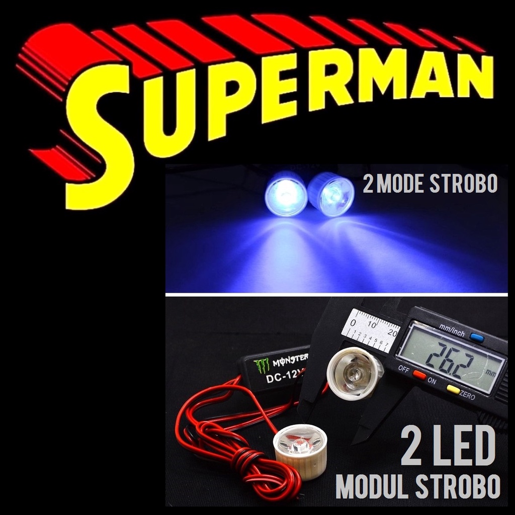 LED ELANG BODY PUTIH STROBO SET 2 PC 2 MODE BIRU modul flash kedip lampu kota sein sen denja rem kol