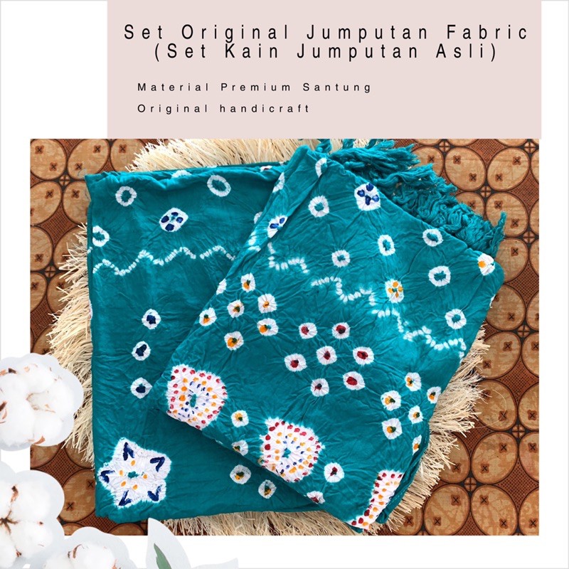 Set Original Premium Jumputan Fabric / Setelan kain dan selendang Jumputan Asli