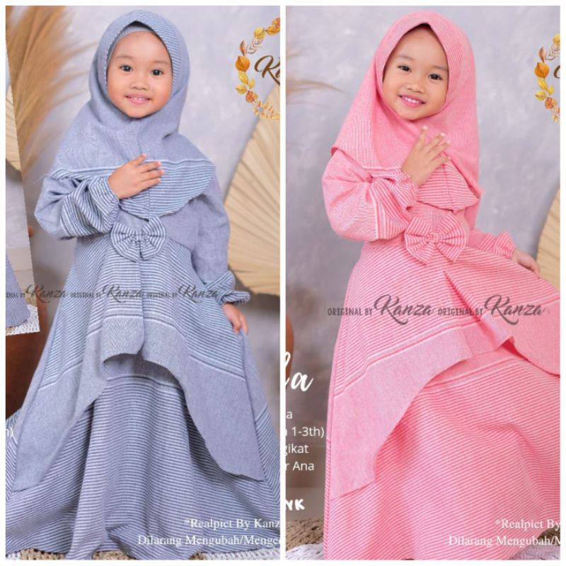 Gamis muslimah anak Bella set By KANZA pakaian anak fashion muslim